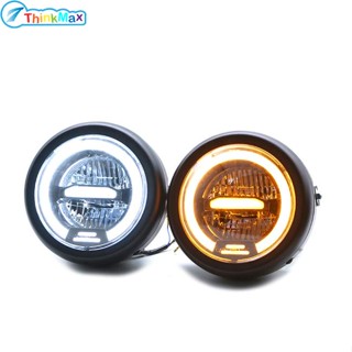 ไฟหน้า LED 6.5 นิ้ว โลหะ สไตล์วินเทจ สําหรับรถจักรยานยนต์