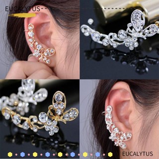 Euca ต่างหูคริสตัลรูปดอกไม้ประดับ Rhinestone 1 ชิ้น