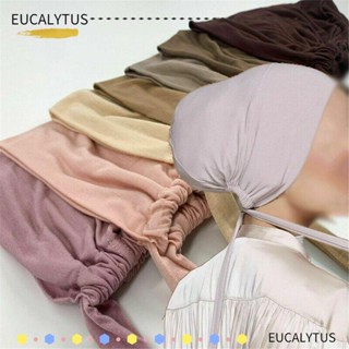 EUTUS ผ้าโพกหัว แต่งเชือก สีพื้น สไตล์มุสลิม สําหรับผู้ใหญ่