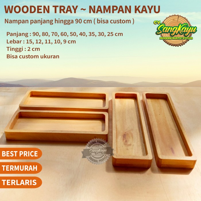 ถาดไม้ยาว ถาดเสริฟ ถาดเสริฟไม้ ถาดไม้ – 25 ซม 9 ซม