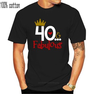 2023 Summer Women T-shirt 40 FABULOUS Ladies 40th Birthday T-shirt 40 Years Friend Mum Mother Present Cute T-shirt  9HU5