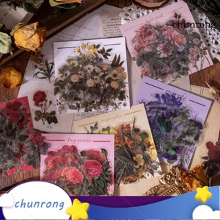 Chunrong สติกเกอร์ ลายดอกไม้ มีกาวในตัว สําหรับตกแต่งสมุดไดอารี่ สมุดภาพ เครื่องเขียน โรงเรียน 1 แพ็ค