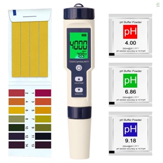 Mit 5 in 1 เครื่องทดสอบคุณภาพน้ํา มัลติพารามิเตอร์ คอมโบ้ PH EC TDS ความเค็ม เทอร์โมมิเตอร์ ดิจิทัล อเนกประสงค์