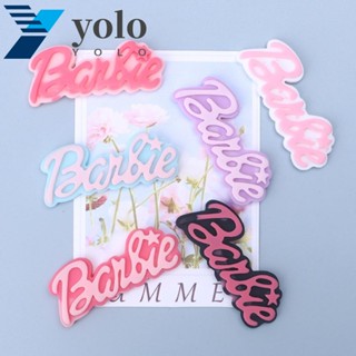 Yolo การ์ดตัวอักษร แฮนด์เมด ลายการ์ตูนบาร์บี้น่ารัก Diy อุปกรณ์เสริม สําหรับเด็กผู้หญิง จํานวน 5 ชิ้น