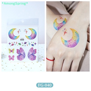 Amongspring&gt; สติกเกอร์รอยสักชั่วคราว ลายผีเสื้อ กันน้ํา สําหรับผู้หญิง