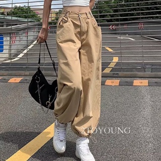 2TOYOUNG Moon กางเกงขายาว คาร์โก้ กางเกง เชือกอเมริกันคลาสิค Cargo pants 2023 NEW 072822 ทันสมัย สไตล์เกาหลี สวย Stylish A90M072 36Z230909