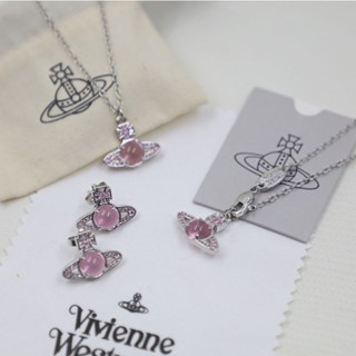 (($ ยอดนิยม $) สไตล์เดียวกันที่เคาน์เตอร์!Queen Si Petulla สร้อยคอโซ่ จี้ดาวเสาร์ สีชมพู หรูหรา สําหรับผู้หญิง