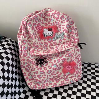 Japanese Soft Girl Cat Cartoon Girl Backpack Girl New Korean Ins Cute Leopard Print Backpack Student Backpack