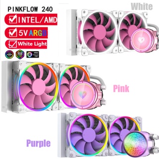 ชุดระบายความร้อน CPU AIO ระบบไฟ LED สีชมพู สีม่วง M/B 5V 3Pin SYNC สําหรับ Intel AMD All In One Radiator รองรับ LGA1700