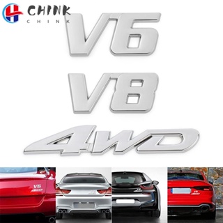 Chink สติกเกอร์โครเมี่ยม 4WD V6 V8 สําหรับติดฝากระโปรงหลังรถยนต์