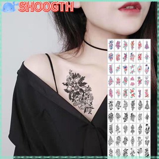 Shoogth รอยสักชั่วคราว ลายดอกกุหลาบ สีดํา 30 ชิ้น/ชุด