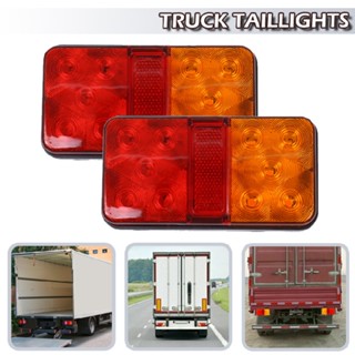 Jacansi 2Pc 12/24V LED Rear Tail Lights Indicator Stop Trailer Caravan Van Truck Lamp