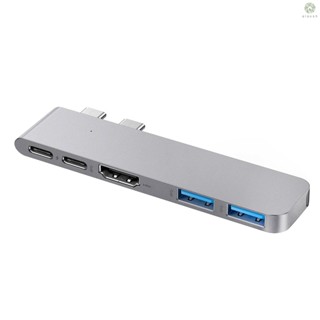 [DZ]5-in-2 อะแดปเตอร์ฮับ USB-C Type-C พร้อมพอร์ตชาร์จข้อมูล 4K HD USB C สําหรับ MacBook Air MacBook Pro