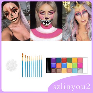 [szlinyou2] พาเลทสีร่างกาย พร้อมแปรงแต่งหน้า 10 ชิ้น สําหรับผู้ใหญ่ เด็ก งานปาร์ตี้