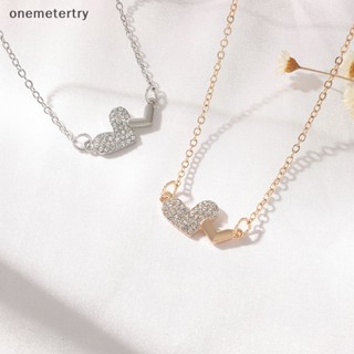 Onem Ins สไตล์ คู่ รัก สร้อยคอ ฝังเพชร บุคลิกภาพ รูปหัวใจ กระดูกไหปลาร้า โซ่ สําหรับผู้หญิง เครื่องประดับเพื่อความสวยงาม n