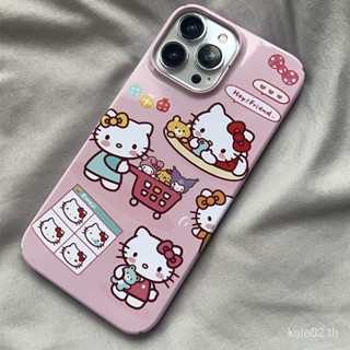 เคสป้องกันโทรศัพท์มือถือ ลายแมว KT สีชมพู แวววาว กันกระแทก สําหรับ iPhone 14promax 13pro 12 11 x xr xsmax 78plus