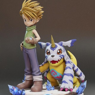 9.9 เหนื่อยมากโมเดลเรซิ่น รูปการ์ตูน Digimon Yamato และ Gabumon แฮนด์เมด สีขาว สําหรับฝึกระบายสี