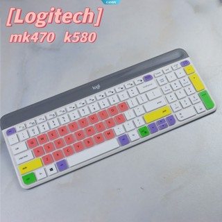 แผ่นซิลิโคนครอบคีย์บอร์ดไร้สาย กันฝุ่น สําหรับ Logitech MK470 K580 K580 MK 470 [CAN]