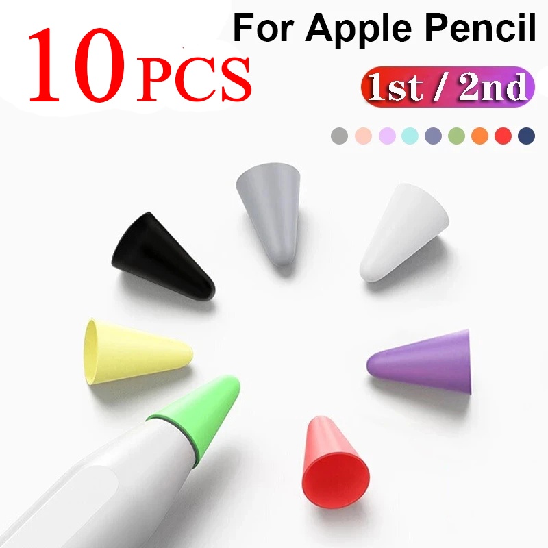 ปลอกปลายปากกาสไตลัส ซิลิโคนนิ่ม สําหรับ Apple Pencil 1/2 Generation 10 ชิ้น