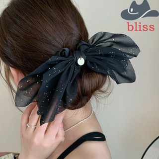 Bliss Scrunchies สําหรับผู้หญิง, ยางรัดผมจุดยืดหยุ่น, โบว์หวาน ชีฟอง ตาข่ายมัดผม สาว ๆ