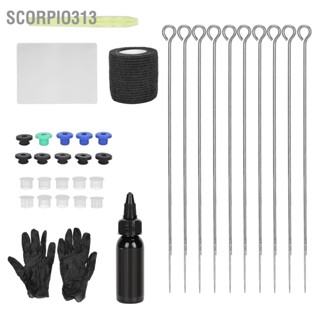 Scorpio313 DIY Tattoo Kit 1RL Needle Manual Pen Practice Skin 29.6ml Pigment Accessories