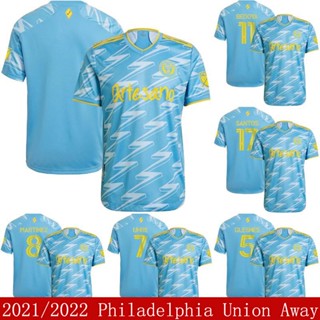 เสื้อกีฬาแขนสั้น ลายทีมชาติฟุตบอล Philadelphia Union Away Bedoya Uhre Santos Martinez Glesnes พลัสไซซ์ 2021-2022