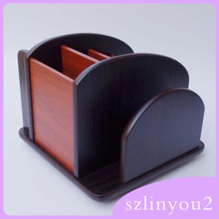 [szlinyou2] กล่องไม้ 4 ช่อง เรียบง่าย สไตล์โมเดิร์น สําหรับเก็บปากกา ดินสอ ตั้งโต๊ะ สํานักงาน