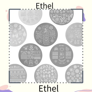 Ethel1 แม่พิมพ์ลายฉลุ รูปซานตาคลอส ฤดูหนาว สําหรับตกแต่งเล็บ