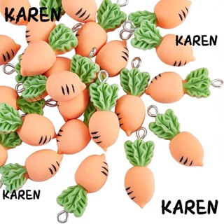 Karen จี้แครอทเรซิ่น รูปกระต่าย แครอท ส้ม สีเขียว DIY 30 ชิ้น