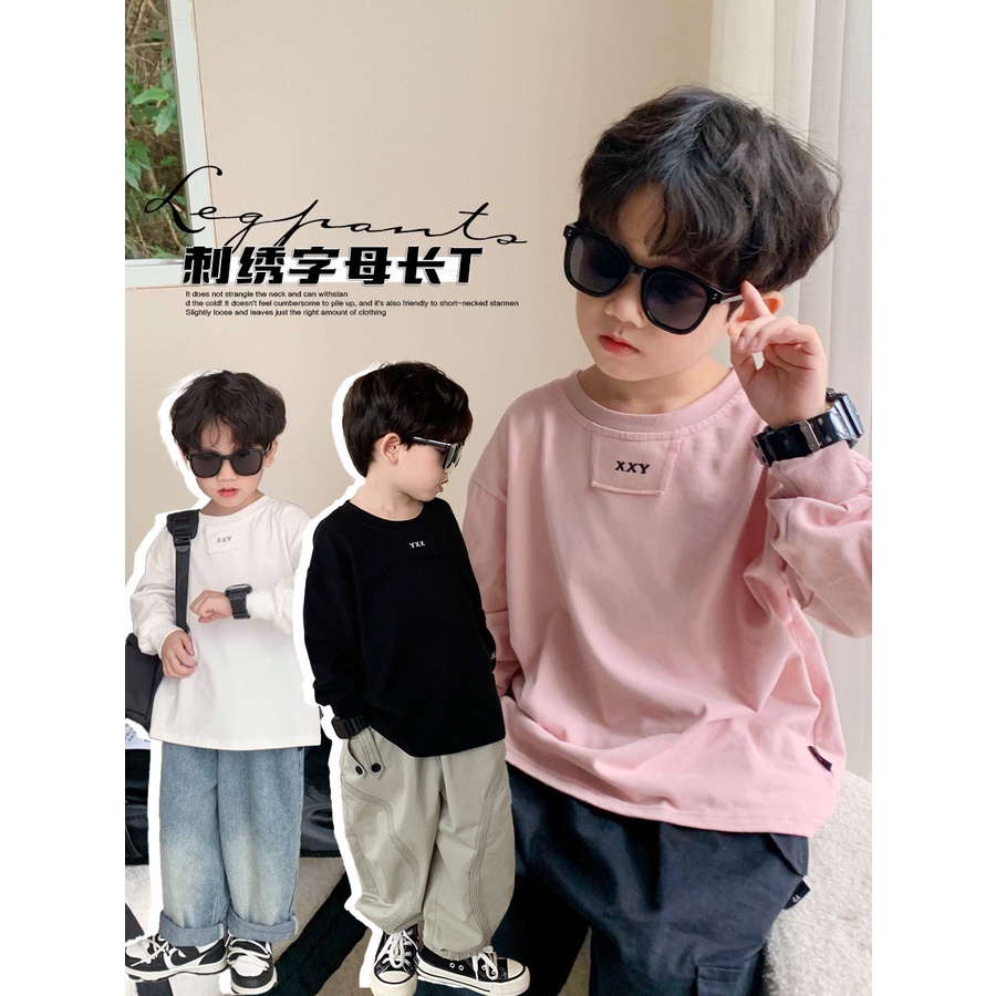 เสื้อยืดแขนยาว ทรงหลวม ขนาดใหญ่ แฟชั่นฤดูใบไม้ร่วง สําหรับเด็ก