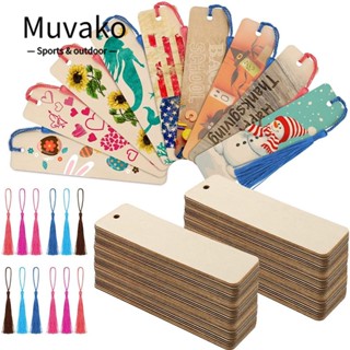 Muvako ที่คั่นหนังสือไม้เปล่า ทรงสี่เหลี่ยมผืนผ้า DIY สําหรับตกแต่งงานแต่งงาน คริสต์มาส