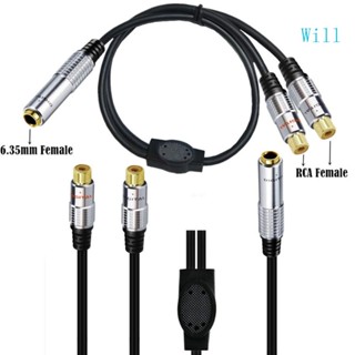 Will 1 4 Female to 2xRCA Female Male อะแดปเตอร์สายเคเบิ้ลต่อขยาย RCA Y Splitter Excellet Sound Stereo Extension Cable Wire