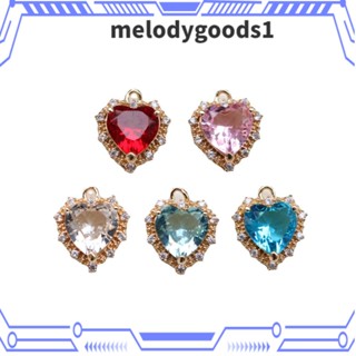 Melodygoods1 จี้หัวใจ อัลลอย ชุบทอง คริสตัล เพทาย 7 สี สําหรับทําเครื่องประดับ DIY 14 ชิ้น