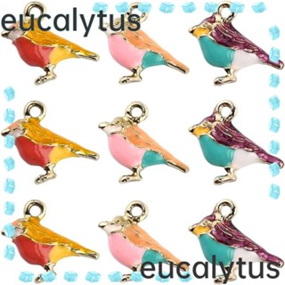 Eucalytus1 จี้รูปนกกระจอก แฮนด์เมด เคลือบอัลลอย สีชมพู สีม่วง สีแดง สําหรับคนรักต่างหู สร้อยข้อมือ