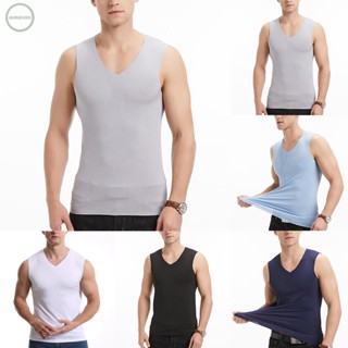 GORGEOUS~Men T-Shirt Plus Size Polyester Seamless Shirt Solid Color Sport Tank Top