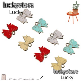 Lucky จี้โบว์ โลหะผสม สีเหลือง สีแดง สีฟ้า สีม่วงอ่อน สีชมพูอ่อน เครื่องประดับ