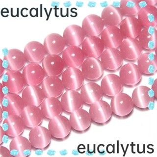 Eucalytus1 ลูกปัดตาแมว 8 มม. สีชมพู 96 ชิ้น สําหรับงานฝีมือ