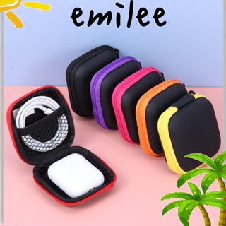 Emilee กระเป๋าเคส ทรงสี่เหลี่ยม อเนกประสงค์ สําหรับใส่จัดเก็บหูฟัง สายเคเบิ้ล