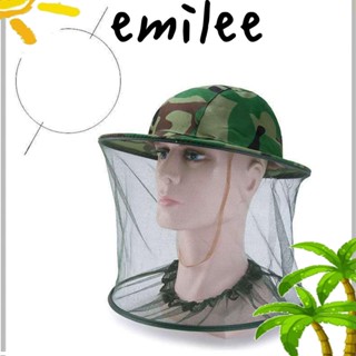 Emilee หมวกป้องกันใบหน้า, หมวกผ้าโปร่ง ลายพราง, การป้องกันยุง แบบใหม่ หมวกกันแดด ลายพราง สีเขียวพราง สีเหลือง สําหรับกลางแจ้ง