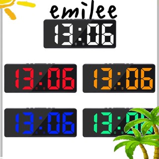 EMILEE นาฬิกาปลุกดิจิทัล LED มีปฏิทิน มีไฟแบ็คไลท์ บอกอุณหภูมิ