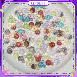 ♕ 50PCS Nail Art Luminous Mickey Jewelry Gradient Color M Bean Alphabet Beads Resin Nail Decoration Manicure Tool For Nail Shop 14 Designs UPBEST