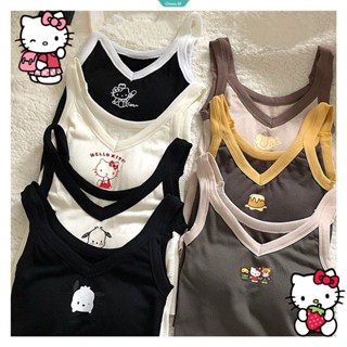 SANRIO เสื้อกล้าม ผ้าฝ้าย และผ้ากํามะหยี่ แบบหนา ลายการ์ตูนอนิเมะ Hello Kitty แฟชั่นสําหรับผู้หญิง [GM]