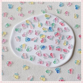 50pcs Nail Art Mini Flower Series Jewelry Ice Transparent Colorful 3d Double Flower Cartoon Resin Nail Decoration Manicure Tool For Nail Shop JOYFEEL