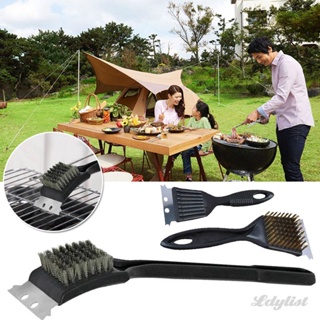 ღ แปรงย่างบาร์บีคิวแปรงลวดสแตนเลสขนแปรง Scraper Bbq Grate Cleaning Brush Outdoor Home Bbq Kit Accessories