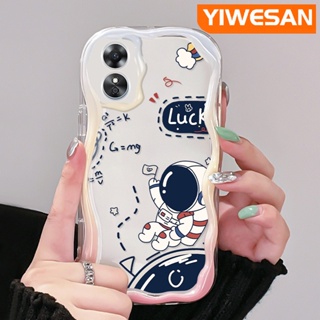 เคสโทรศัพท์มือถือ แบบใส กันกระแทก ลายการ์ตูนนักบินอวกาศนําโชคน่ารัก สีสันสดใส สําหรับ OPPO A17 A17K