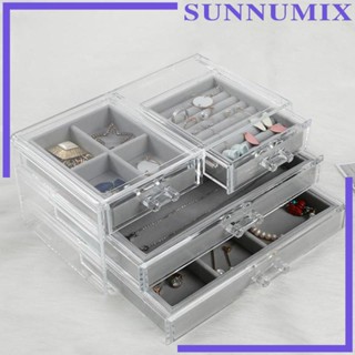 [Sunnimix] กล่องลิ้นชักอะคริลิคใส ขนาด 9.5x5.9x4 นิ้ว สําหรับเก็บเครื่องประดับ ต่างหู ในห้องน้ํา