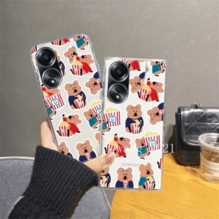 พร้อมส่ง ใหม่ เคสโทรศัพท์มือถือ ซิลิโคนนิ่ม ใส บางมาก ลายการ์ตูนหมี สําหรับ OPPO A58 A78 4G 2023 A58 4G