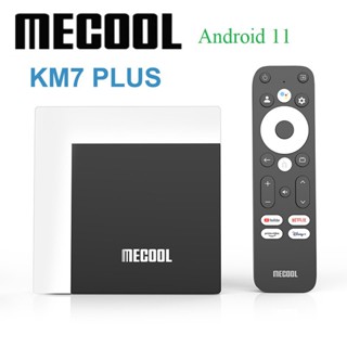 Mecool กล่องทีวี KM7 PLUS 2GB DDR4 16GB EMMC Android 11 GTV HD 2.1 4Kx2K@60 max 2.4+5G BT 5.0 RJ45 100M