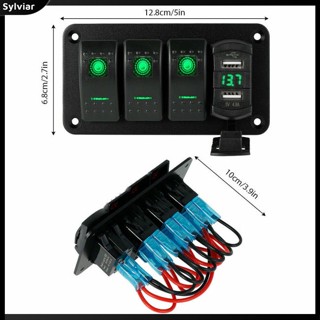 [sylviar] แผงสวิตช์โยก 12v-24v Dual USB และแรงดันไฟฟ้า หน้าจอดิจิทัล สําหรับรถยนต์ เรือ