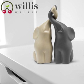 Willis ประติมากรรมเซรามิค รูปช้างคู่ แฟชั่น สําหรับตกแต่งบ้าน 2 ชุด